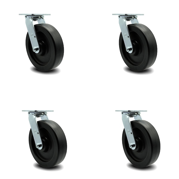 8 Inch Polyolefin Swivel Caster Set with Ball Bearing and Swivel Lock SCC